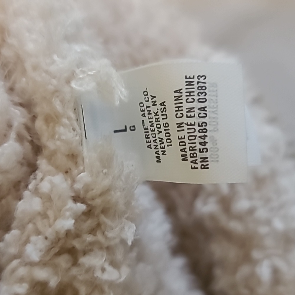 AERIE Sherpa Super Soft Pullover Sweater Quarter Zip Size Medium Women's - Picture 7 of 8